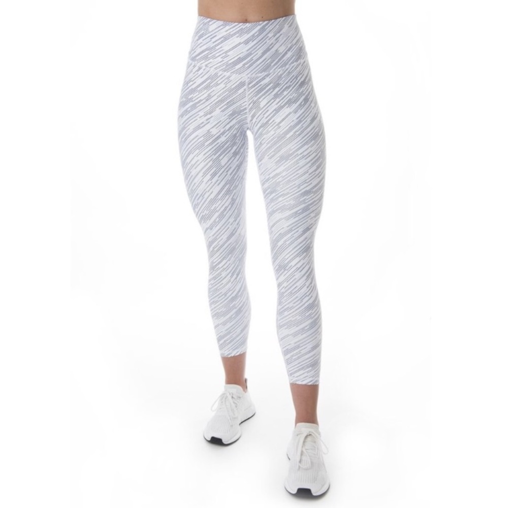 P'TULA Desiree Il Swift 7/8 Ankle Crop Black White Stripe Leggings - S